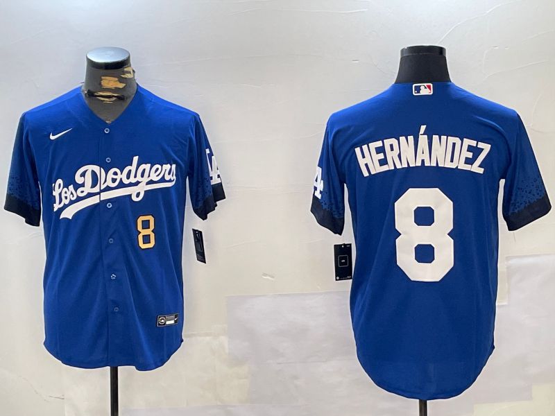 Men Los Angeles Dodgers #8 Hernandez Blue Game 2024 Nike MLB Jersey style 11215